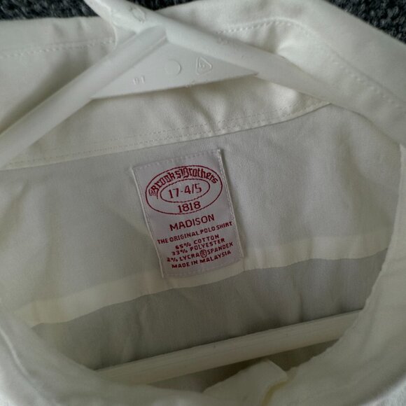 Brooks Brothers Button Up White Cotton Blend Stretch Madison 17 34/35 Adult - Picture 8 of 16